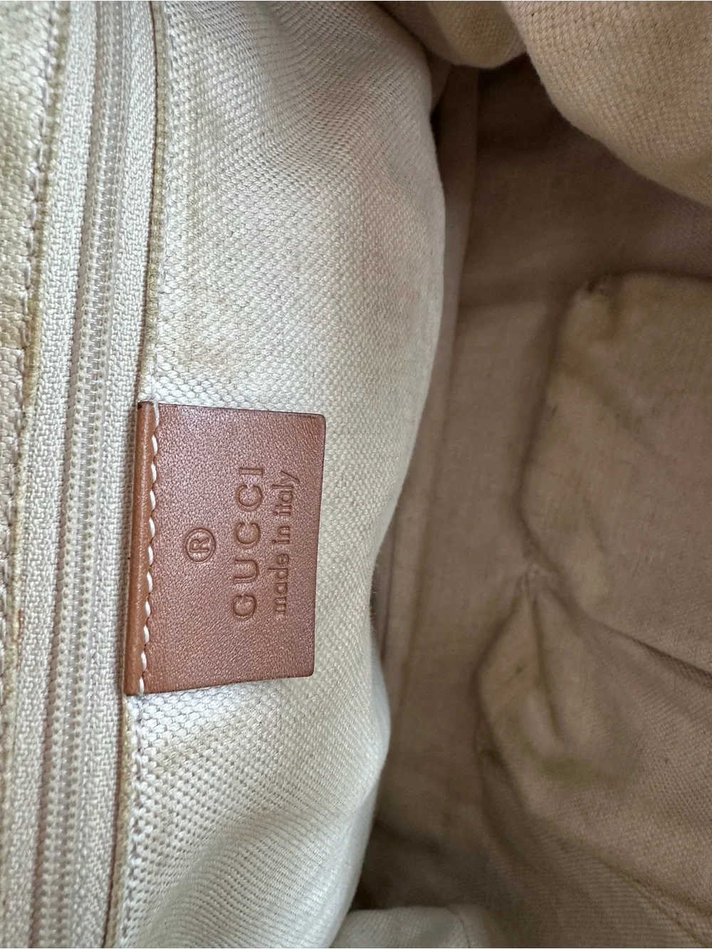 Gucci Blue Denim Monogram Shoulder Bag with Brown Leather Trim - Picture 8 of 9
